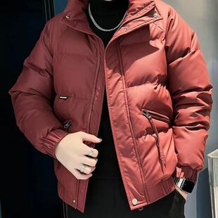 红色羽绒棉服男士冬季加厚外套2024新款男装上衣痞帅冬装休闲棉衣
