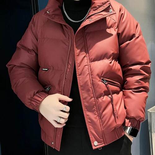 红色羽绒棉服男士冬季加厚外套2024新款男装上衣痞帅冬装休闲棉衣