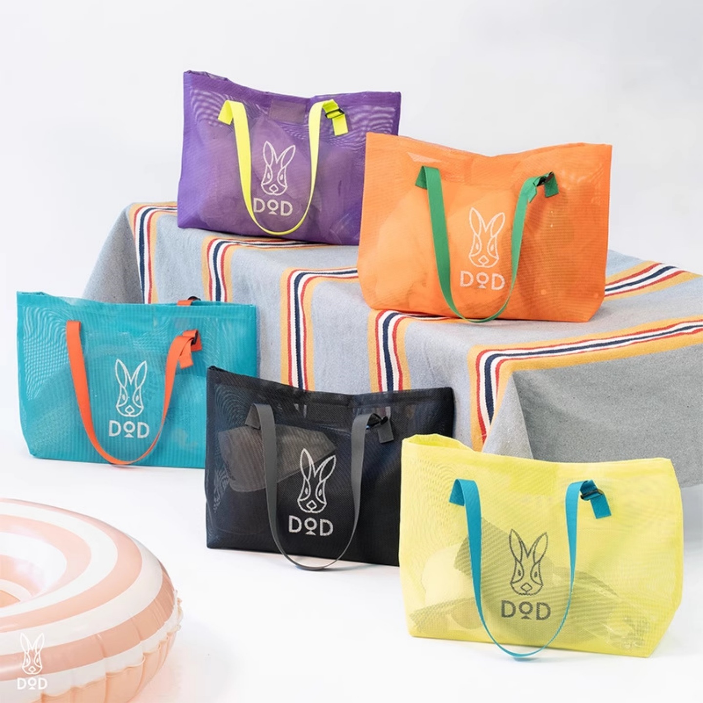 日系潮牌兔子DOD网纱沙滩单肩包