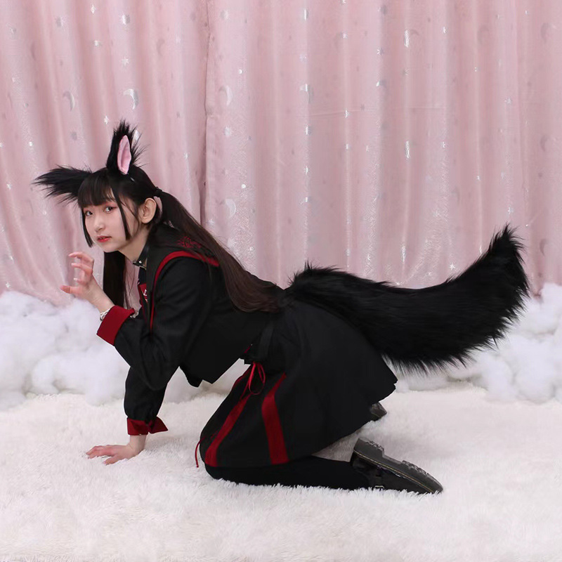 一件大号手作兽耳兽尾毛绒cosplay饰品道具狐狸尾巴狼尾配饰