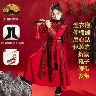 儿童汉服女童古装花木兰侠客仙侠古风女孩演出服cos秋冬连衣袍
