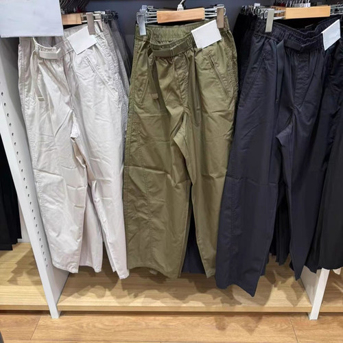 棵米ai蕉家简约美式工装裤复古镰刀裤宽松休闲阔腿弯刀裤481028