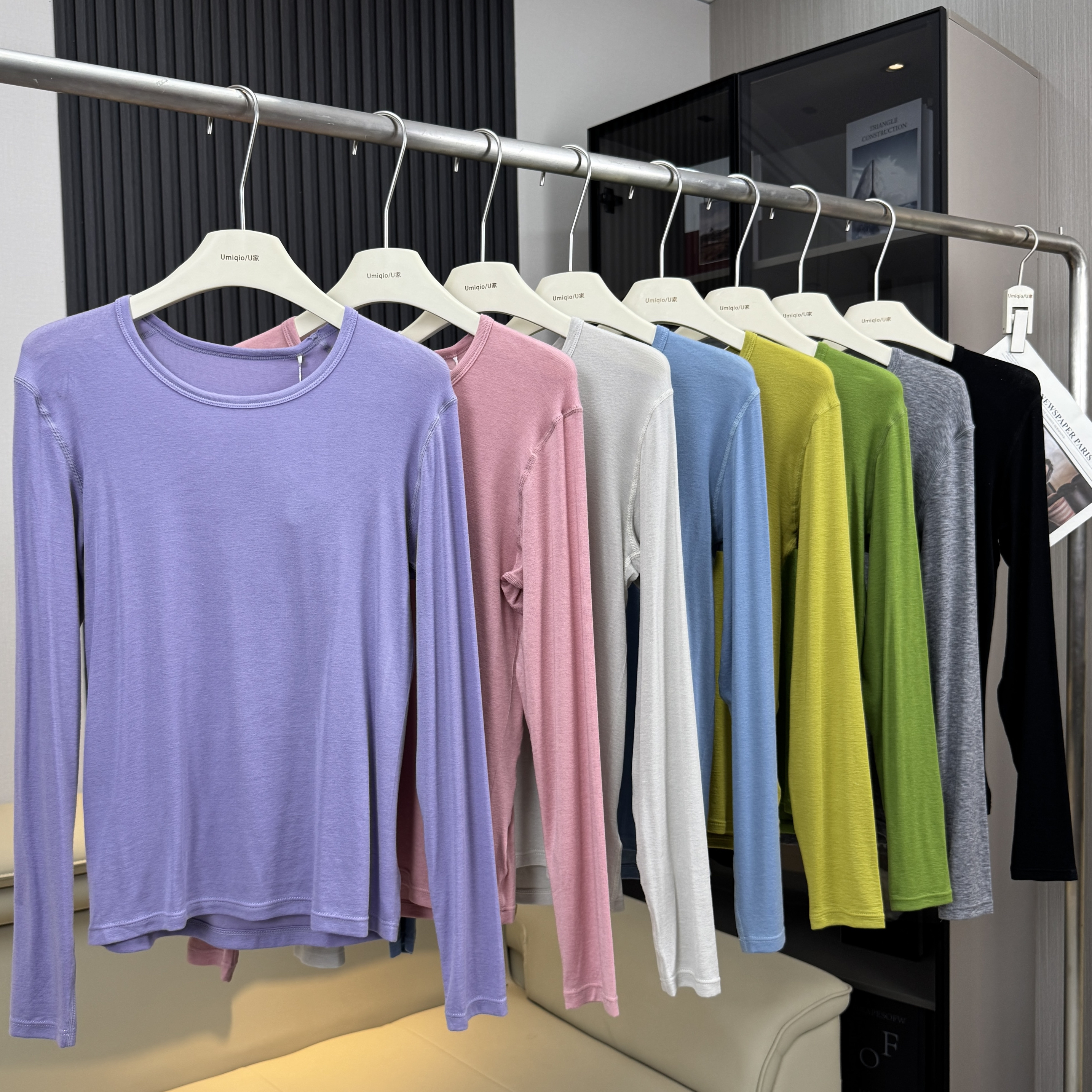 棵米ai蕉家！户外山系排汗透气美利奴羊毛针织衫长袖T恤打底衫