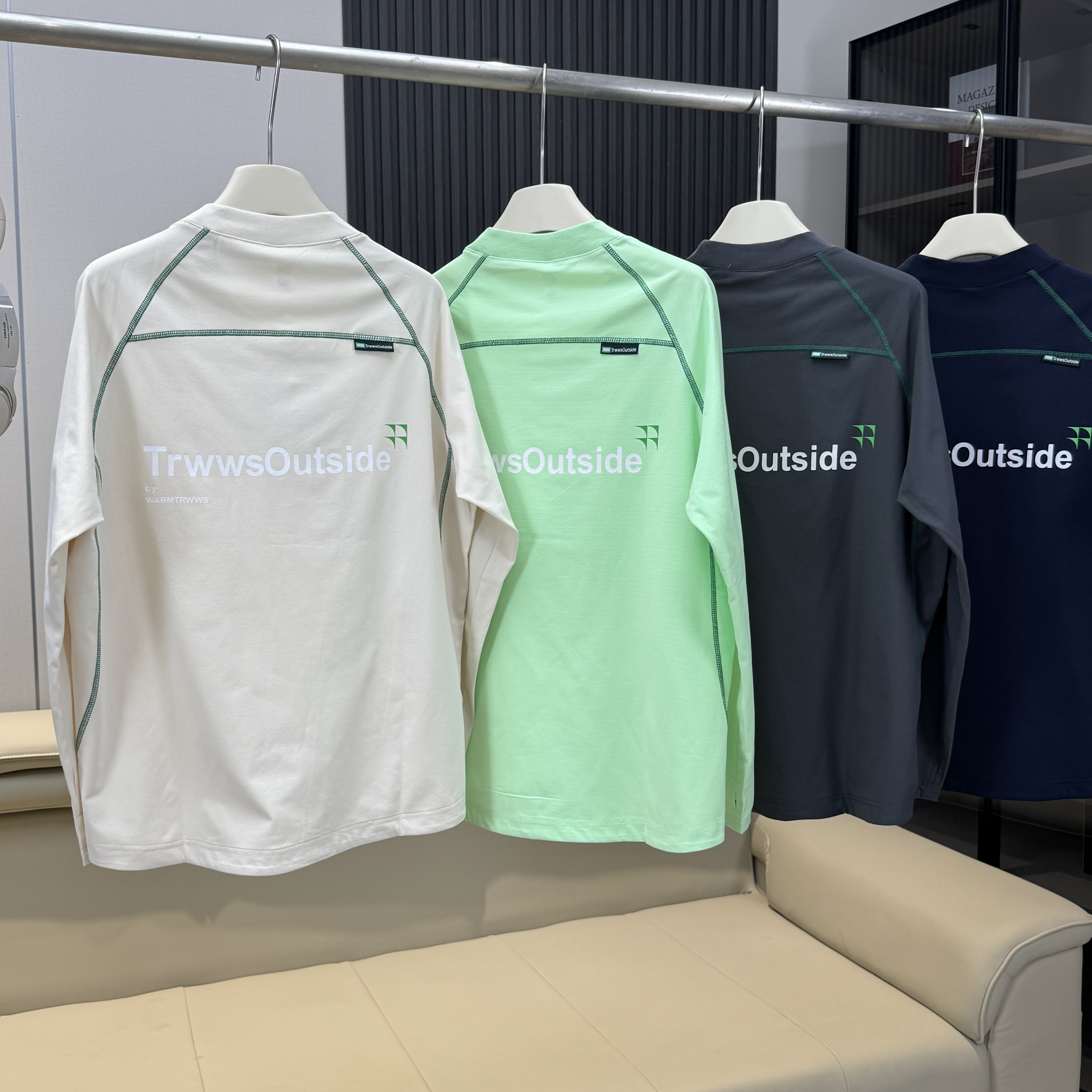 棵米ai蕉家！户外山系情侣款拼接撞色骑行运动速干长袖T恤打底衫