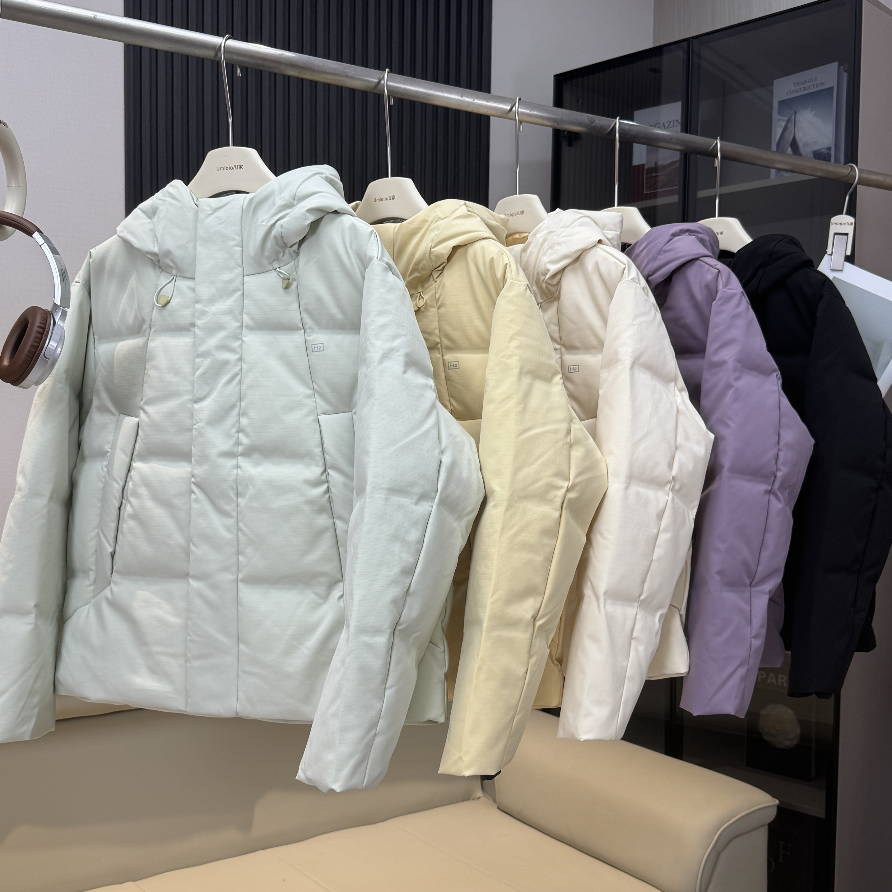 棵米ai蕉家!户外山系防风防水加厚保暖白鸭绒面包连帽羽绒服外套