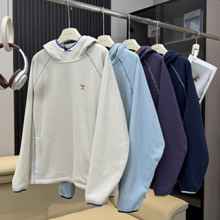 棵米ai蕉家!户外山系情侣款撞色保暖抓绒衣休闲连帽摇粒绒卫衣