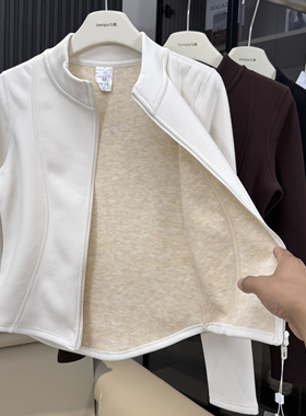 LU家风格双面绒羊毛蚕丝蛋白保暖立领双拉链小蛮腰显瘦小暖炉外套