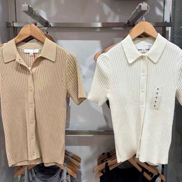 자기보유자금 UMIQIO|U리브드 폴로 칼라 스웨터 가디건 피트 반소매 467062|469414