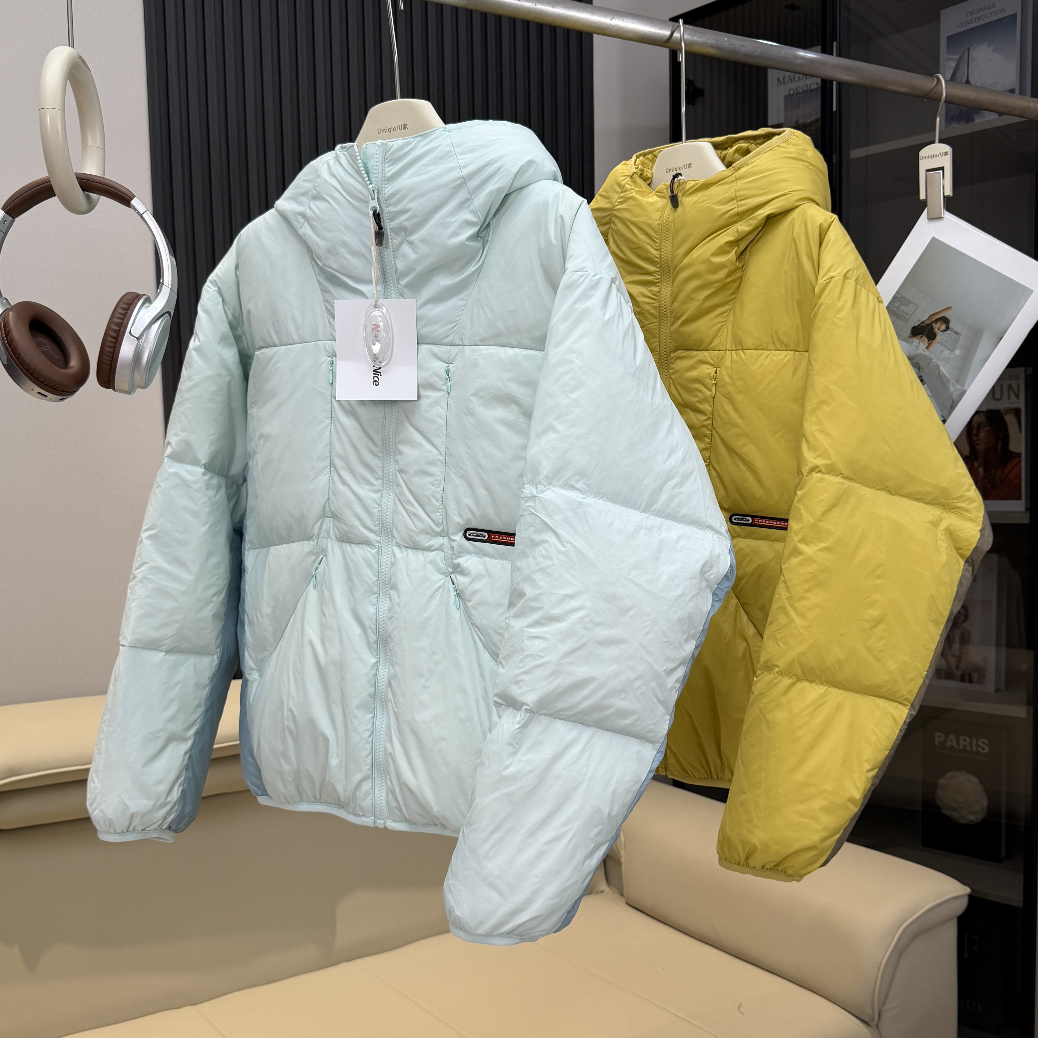 棵米ai蕉家！户外山系情侣登山连帽羽绒服90白鸭绒面包服保暖外套