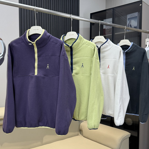 棵米ai蕉家！户外山系情侣半拉链立领撞色双面摇粒绒外套休闲卫衣