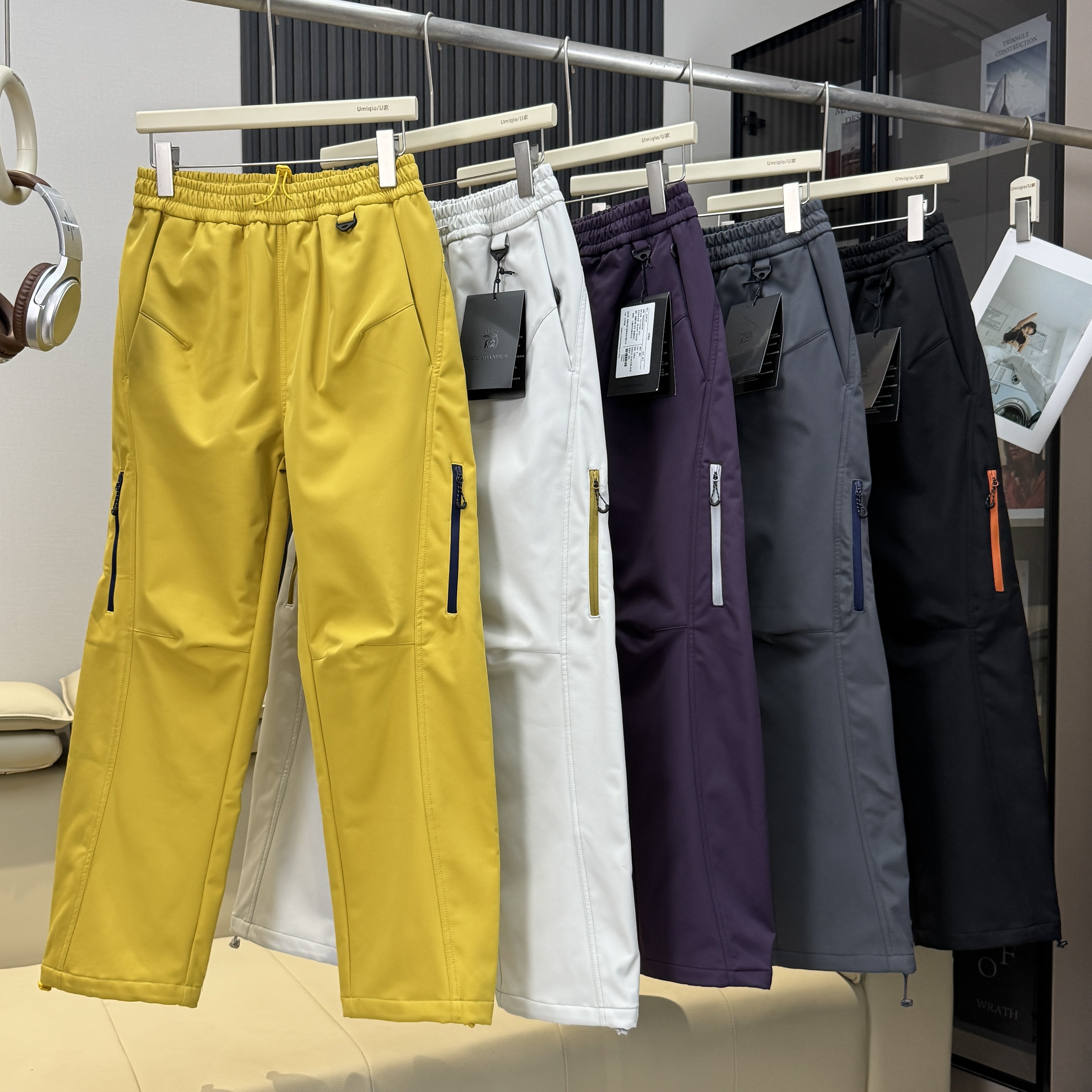 棵米ai蕉家！户外山系情侣防风防水加绒徒步登山工装裤软壳冲锋裤