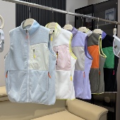 撞色百搭无袖 棵米ai蕉家 户外山系秋冬情侣款 保暖摇粒绒马甲背心