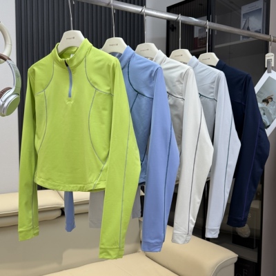 户外山系撞色苏哈线半拉链修身显瘦健身打底加绒运动瑜伽长袖T恤