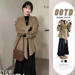 原版质量短款呢子大衣新款秋冬高级感毛呢外套韩系小个子冬天气质