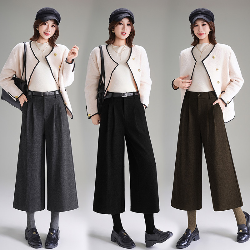 春秋季新款毛呢阔腿裤女宽松裤裙小个子七分裙裤2025年新款休闲裤,女装/女士精品,西装裤/正装裤,淘宝优惠券,粉丝福利购,淘宝优惠卷