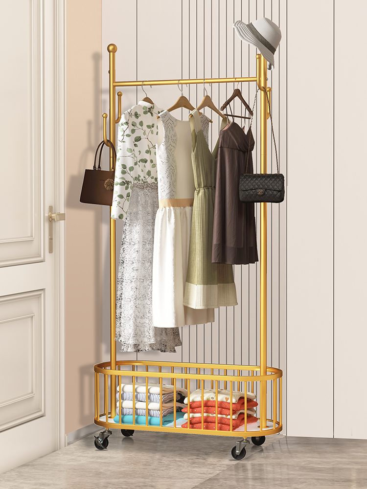 挂衣架卧室床头落地衣帽架客厅带轮可移动置物架多功能简约衣服架