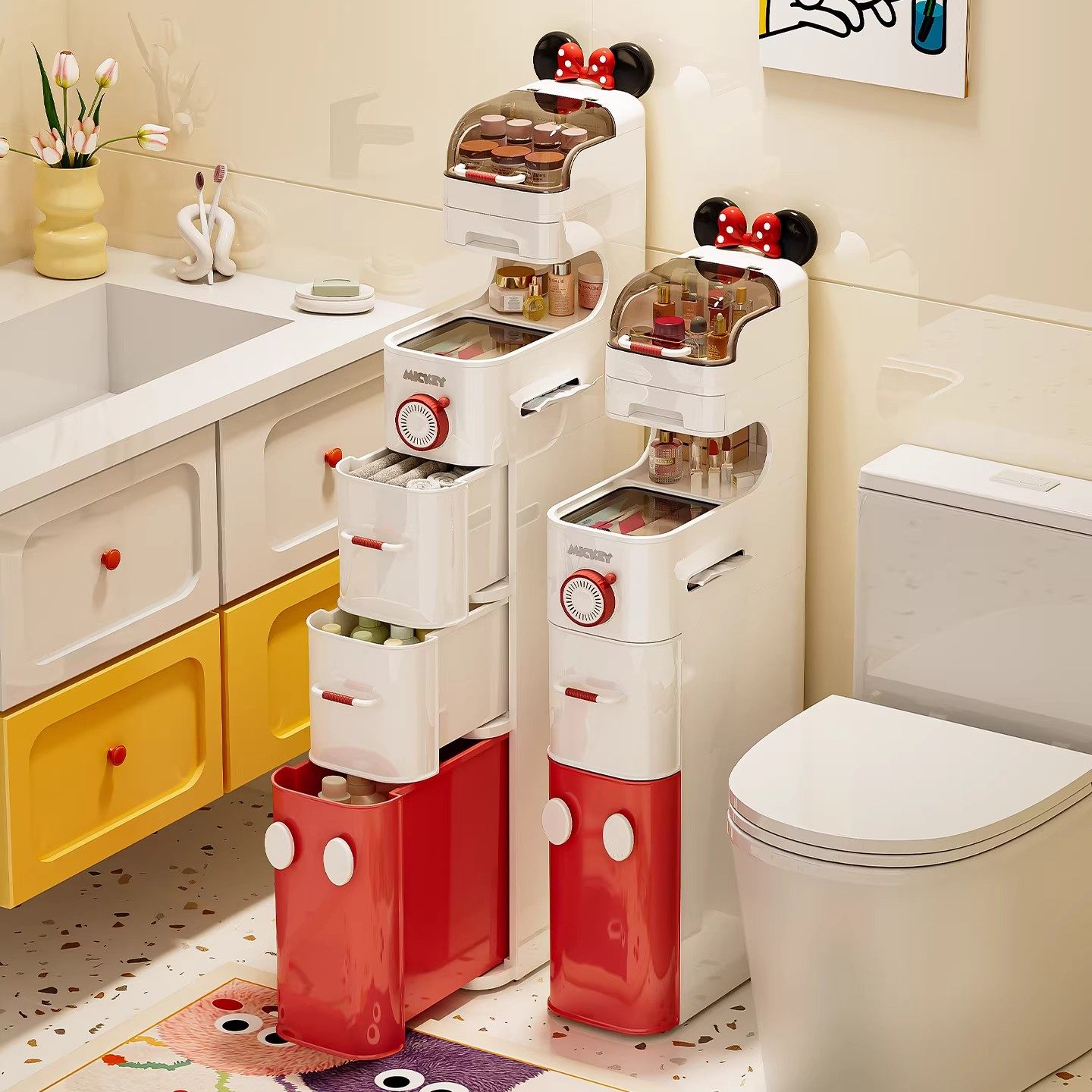 卫生间置物架浴室夹缝柜洗手间收纳柜厕所储物柜马桶侧边柜窄落地,收纳整理,收纳柜,淘宝优惠券,粉丝福利购,淘宝优惠卷