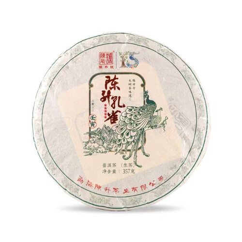 陈升号2022年陈升孔雀357g云南普洱生茶古树茶饼基地纯料干仓正宗