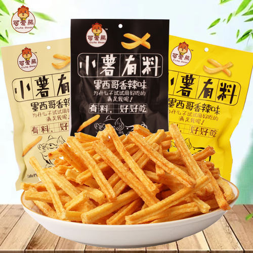 小薯有料香辣味薯条休闲膨化零食