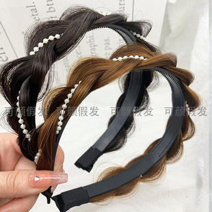 假发麻花辫发箍女款自然头箍手工辫压发气质慵懒风高颅顶假发头饰