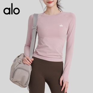 AIo秋冬款普拉提瑜伽服套装女圆领运动上衣跑步训练健身长袖t恤