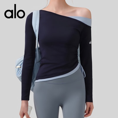 AIo瑜伽服女秋冬带胸垫运动上衣可外穿绝美长袖普拉提训练健身服