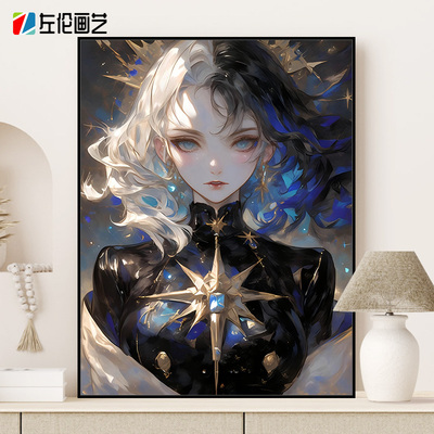 十二星座数字油画美女人物2025新款手工diy填色涂色手绘油彩画