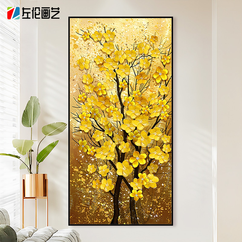 发财树数字油画玄关装饰画大尺寸2024新款手工diy填色手绘油彩画图片