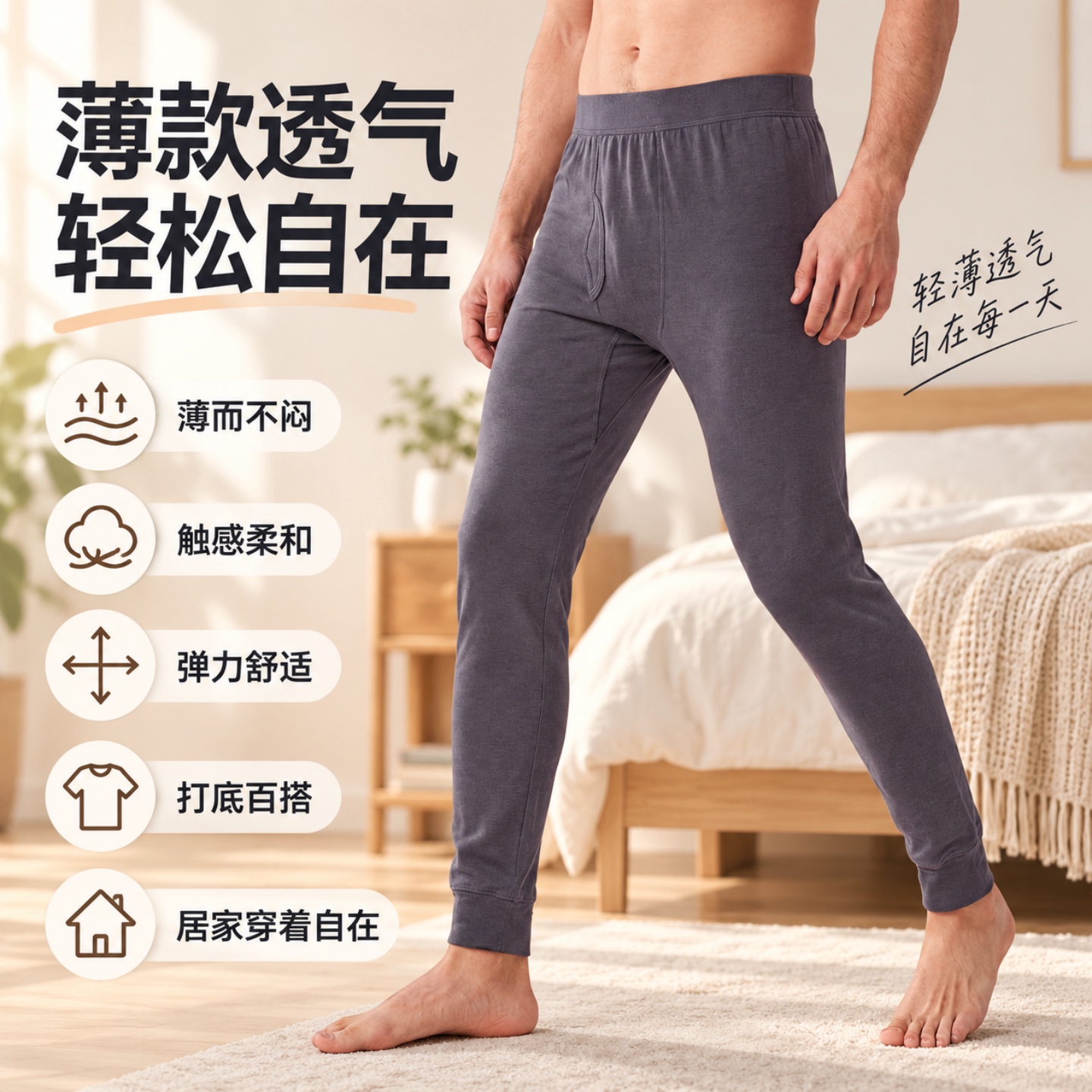 薄款全棉棉毛裤秋冬穿会臃肿吗?图片