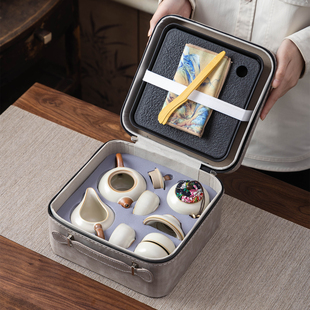 黄汝窑旅行功夫茶具套装家用户外便携式喝茶装备新款盖碗茶杯茶壶