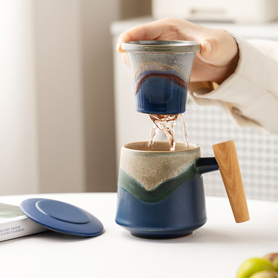 茶水分离泡茶杯个人专用陶瓷高档高颜值礼盒装马克杯教师节礼物