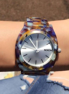 代购正品尼克松NIXON时尚小清新水彩色玳瑁防水男女手表A3271116