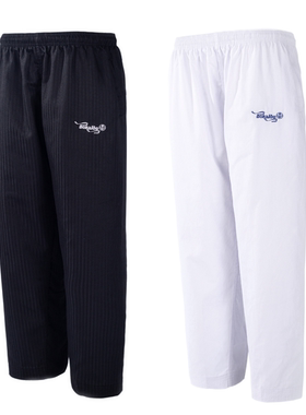 跆拳道裤子男女成人儿童带口袋黑色白色教练专业训练道服运动裤子