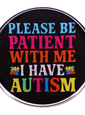 请对我有耐心我有自闭症胸针彩虹拼图Autism别针胸章金属合金徽章