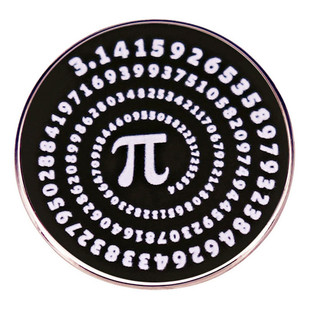 圆周率胸针数学物理爱好者别针胸章金属合金徽章配饰