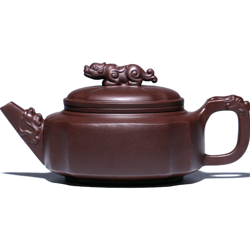 宜兴紫砂壶纯全手工国工艺师原矿紫泥泡茶壶名家茶具如意貔貅单壶
