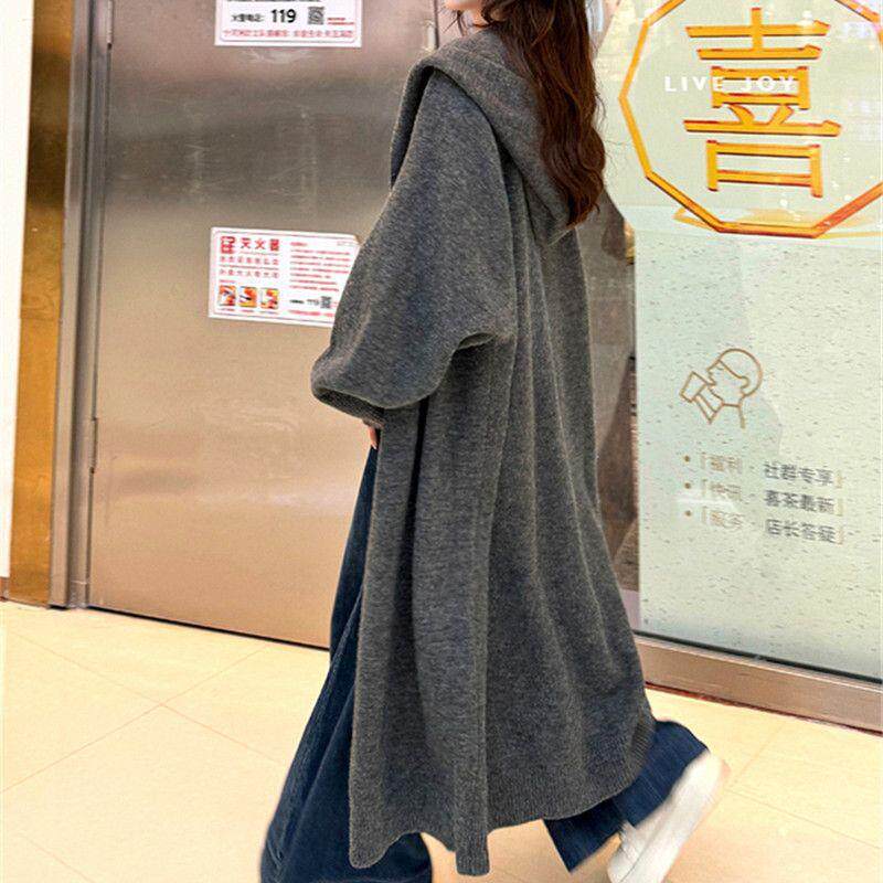 原版正版加厚】大连帽2025秋冬新品季针织开衫毛衣外套宽松女大衣