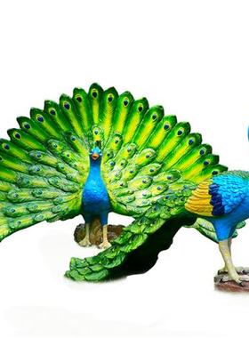 大号仿真开屏孔雀落地摆件树脂玻璃钢动物雕塑户外花园庭院装饰品