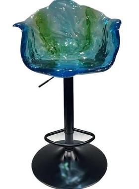 酒店前台透明树脂休闲吧台椅子摆件创意水晶玻璃艺术品凳子雕塑