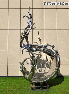 大型不锈钢水浪花雕塑定制创意水滴波纹庭院装饰水景镜面美陈摆件