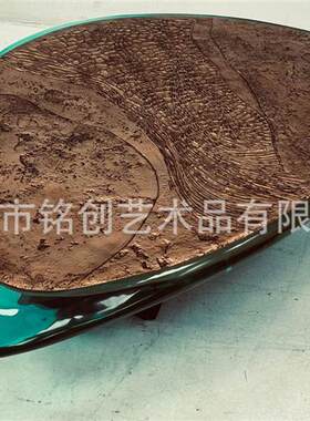 透明树脂茶台吧台座椅仿水晶茶几工艺品茶桌凳子组合软装家具定制