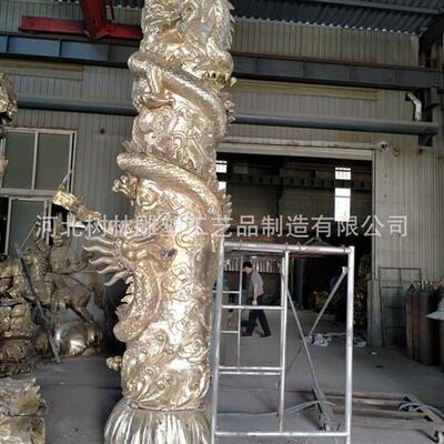 锻铜龙柱制作厂家可仿真铜龙二龙戏珠工艺品