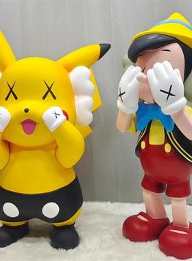 网红芝麻街大摆件潮牌卡瓦斯公仔玻璃钢雕塑客厅门店大型装饰