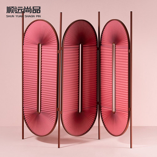 北欧设计师百褶布折屏扇形屏风玄关折叠移动屏风 - 封面