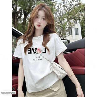 网红女装新款夏季ins白色港风短袖t恤女女士t恤短袖宽松丧系衣服