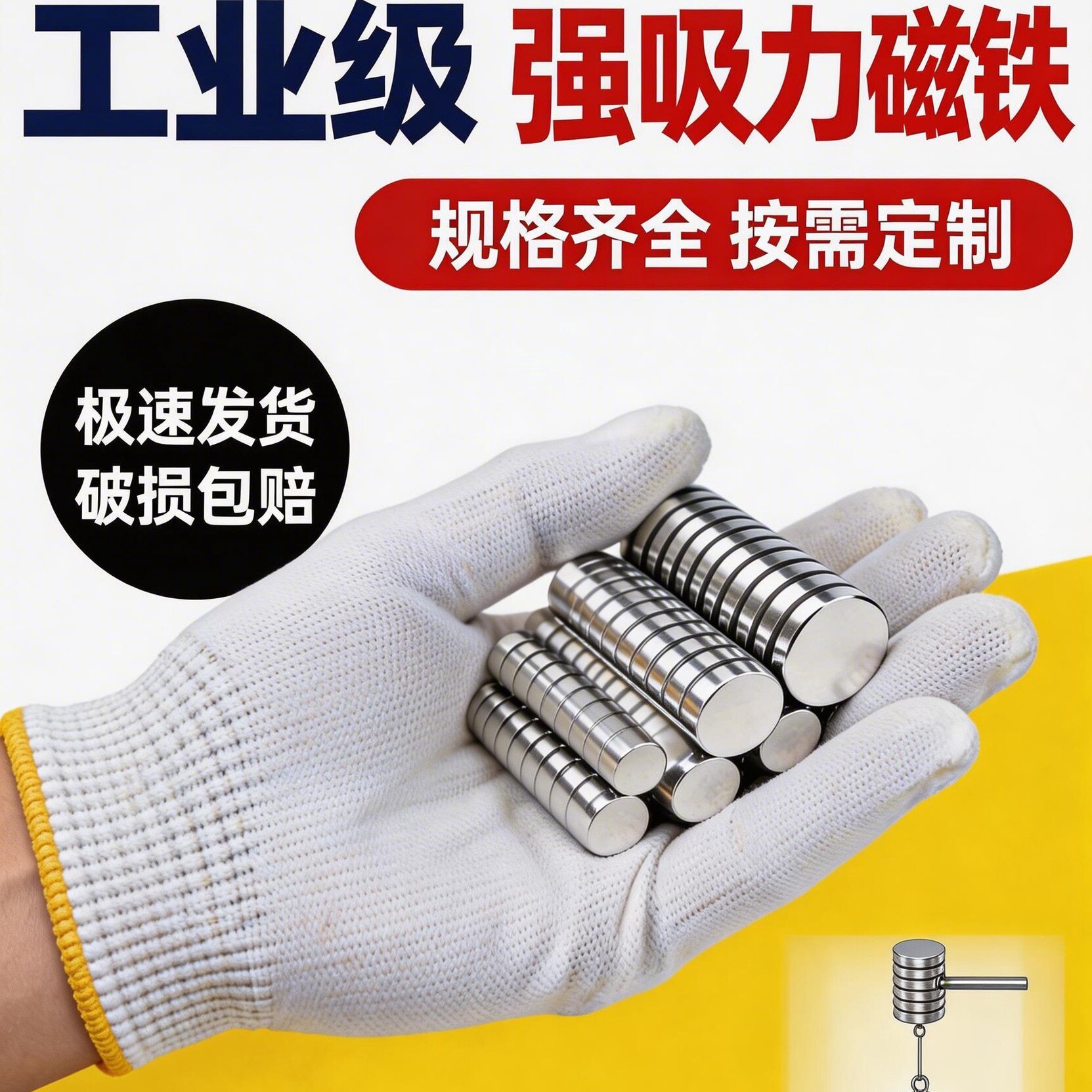 圆形强力磁铁高强度钕铁硼吸铁石固定器强磁力磁吸贴片小磁石磁钢