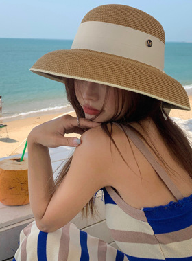 圆顶草帽女夏天赫本风复古