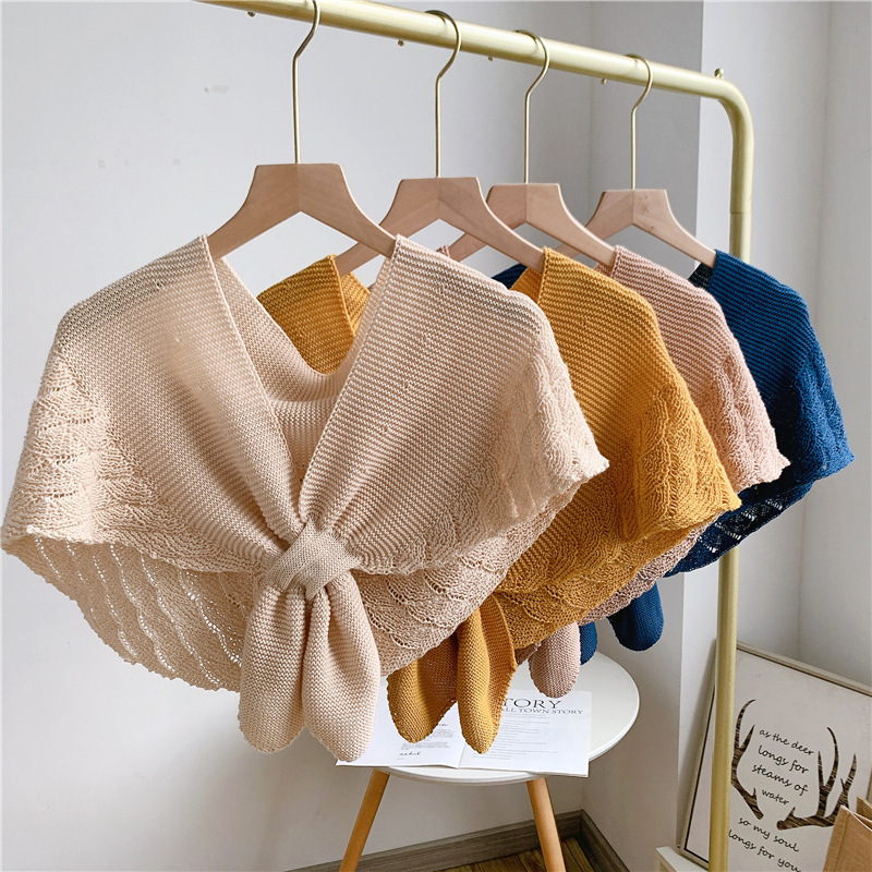 鱼尾纹小披肩外搭名媛风春夏护颈椎针织空调房美人鱼搭肩围脖假领