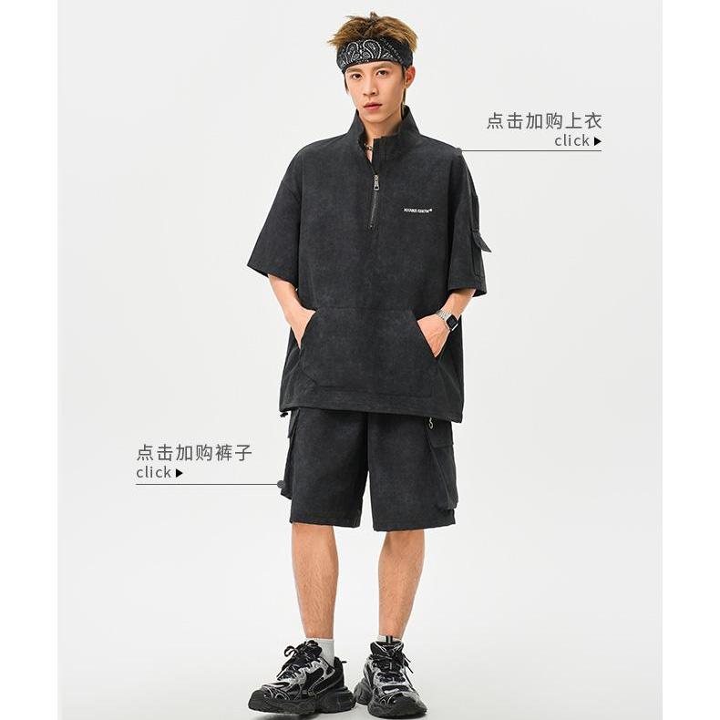 【直播间同款】运动套装夏季穿搭高级感痞帅男装夏季帅气男生套装