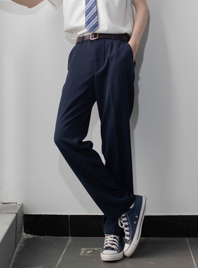 【原创】dk西裤男夏薄款日系垂感休闲长裤黑色直筒宽松西装裤